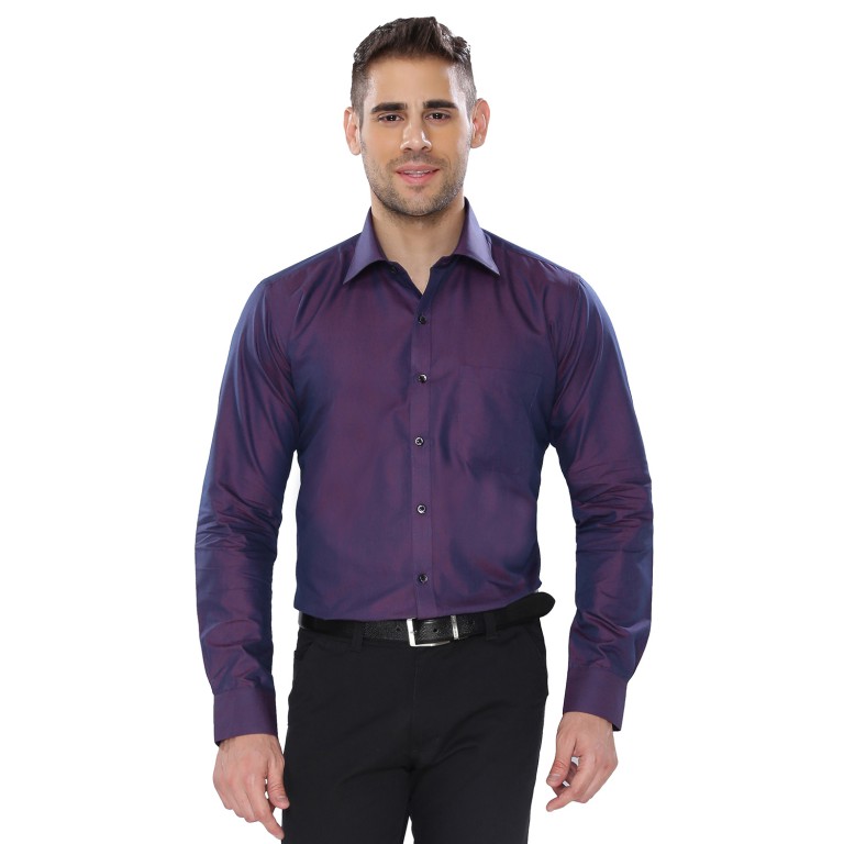 Par Excellence Plane Purple Fit Slim Formal Shirt