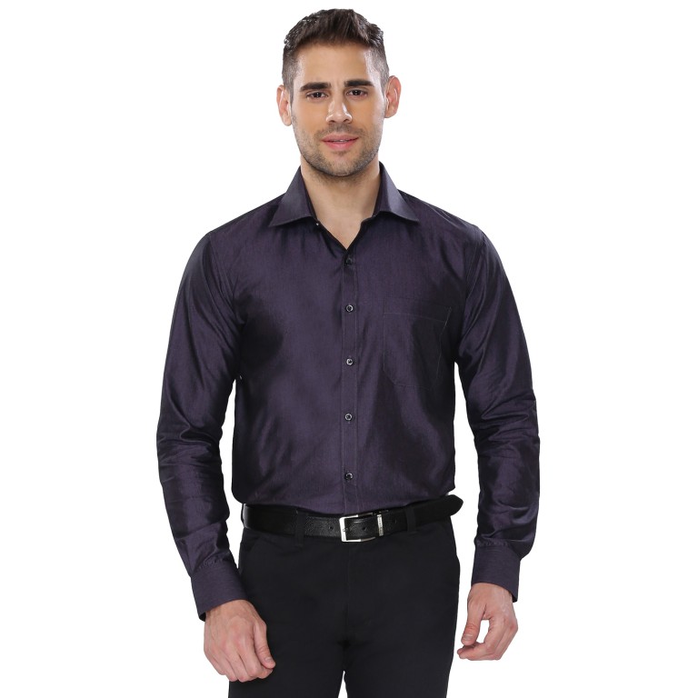 Par Excellence Plane Black Fit Slim Formal Shirt