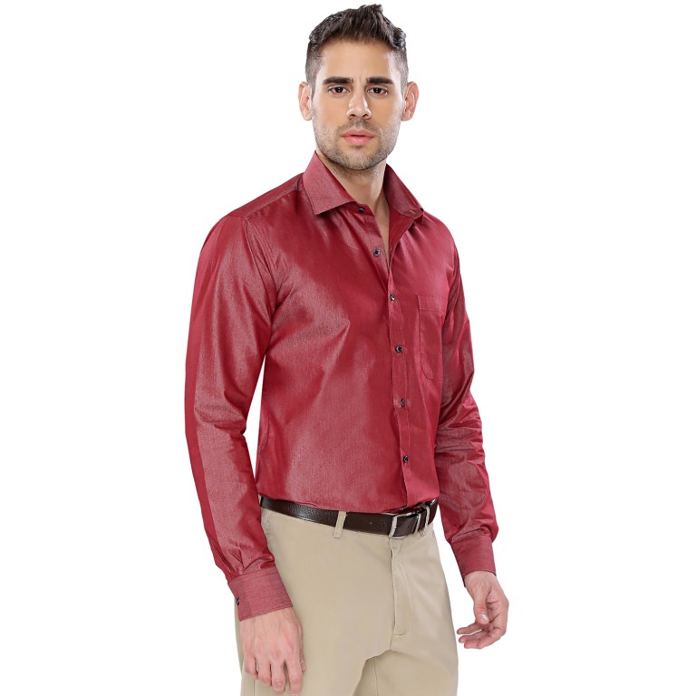 Par Excellence Plane Red Fit Slim Formal Shirt