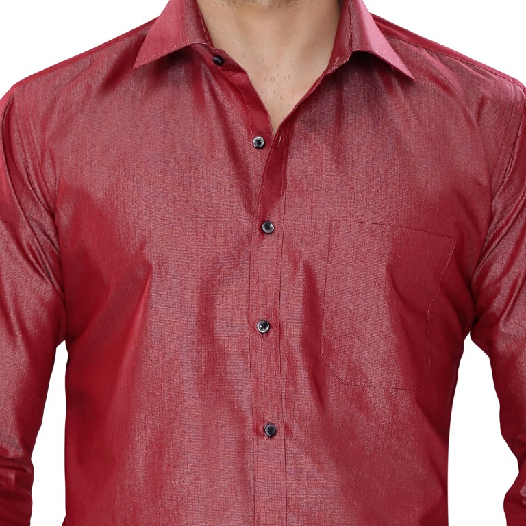Par Excellence Plane Red Fit Slim Formal Shirt