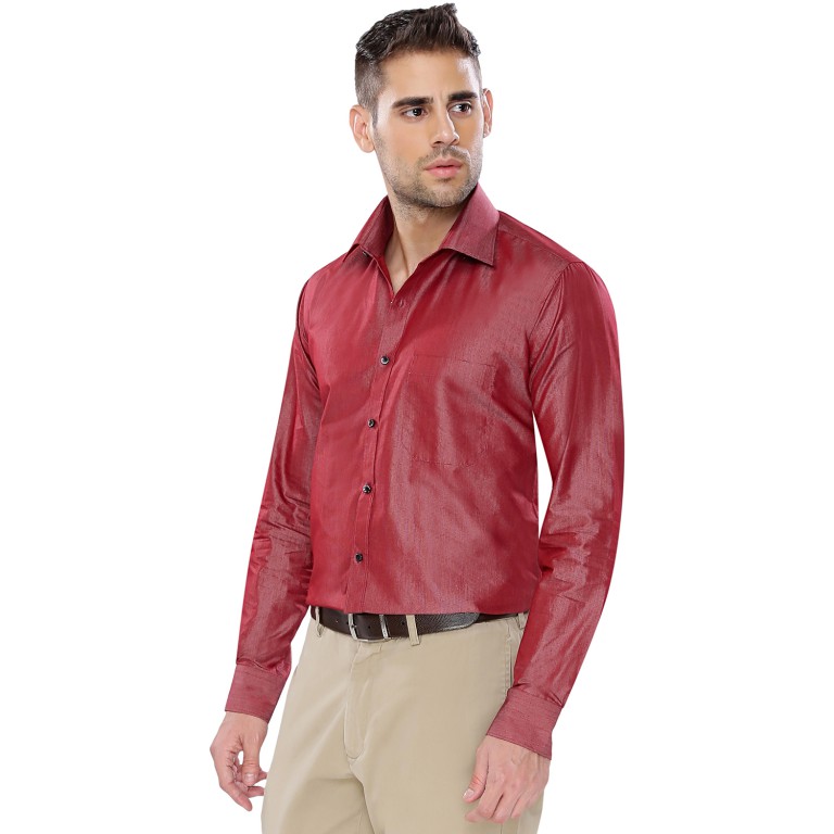 Par Excellence Plane Red Fit Slim Formal Shirt