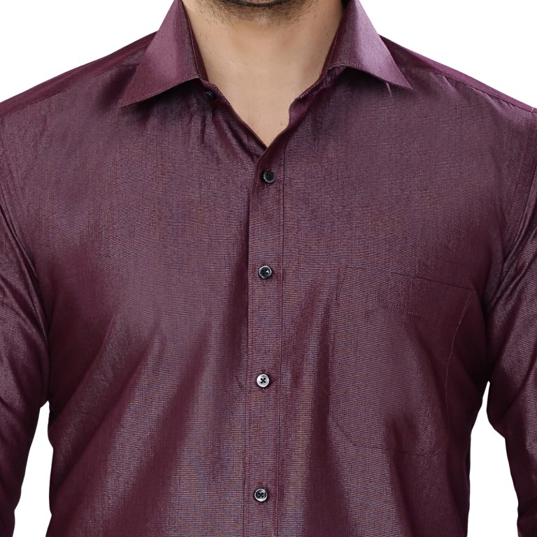 Par Excellence Plane Maroon Fit Slim Formal Shirt