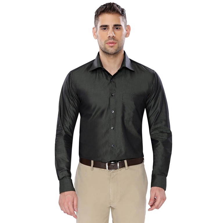 Par Excellence Plane Green Fit Slim Formal Shirt