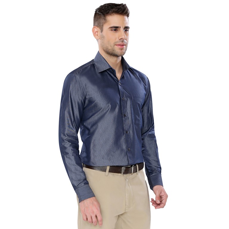 Par Excellence Plane Blue Fit Slim Formal Shirt