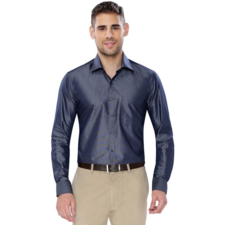 Par Excellence Plane Blue Fit Slim Formal Shirt
