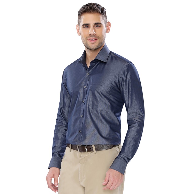 Par Excellence Plane Blue Fit Slim Formal Shirt