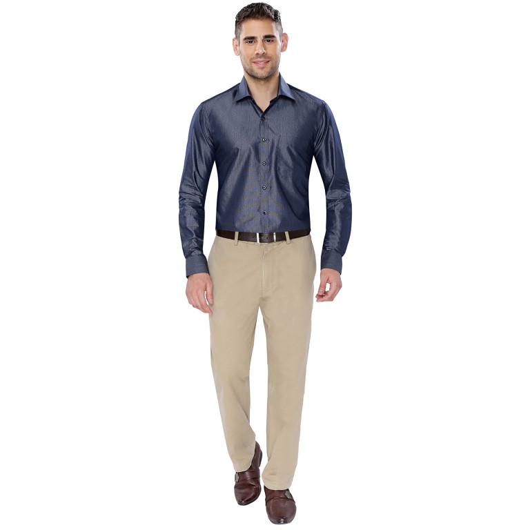 Par Excellence Plane Blue Fit Slim Formal Shirt
